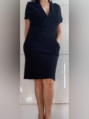 Kenneth Cole New York Black Short-Sleeve Midi Dress